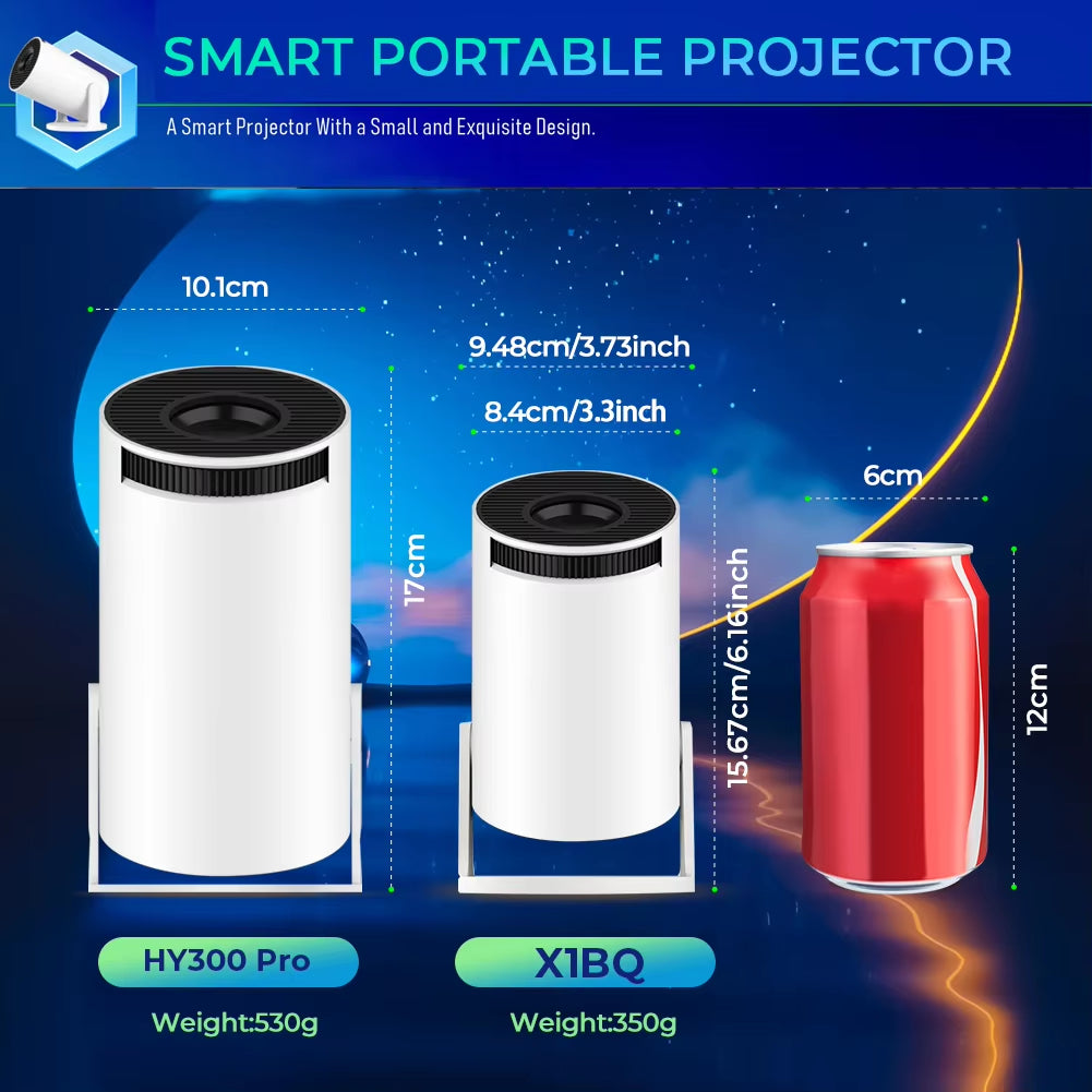 Portable Mini Projector Bluetoothportable 720P， Supports 4K Video with 180 Degree Rotation