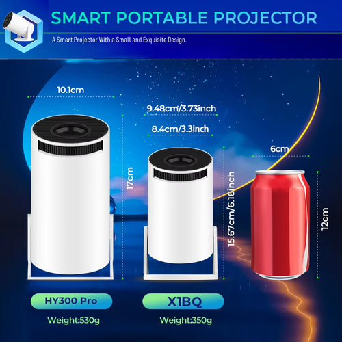 Portable Mini Projector Bluetoothportable 720P， Supports 4K Video with 180 Degree Rotation