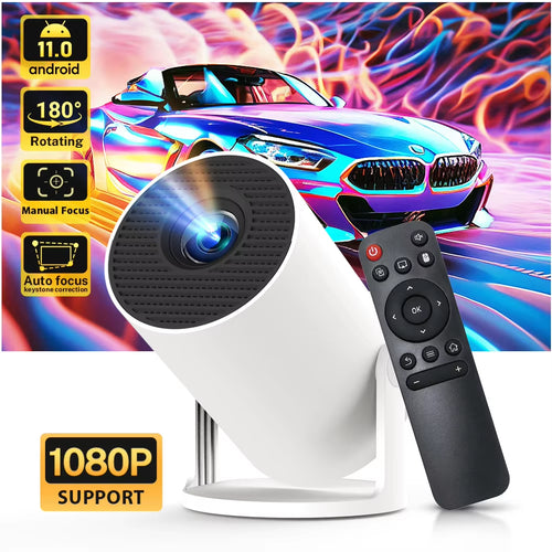 Portable Mini Projector Bluetoothportable 720P， Supports 4K Video with 180 Degree Rotation